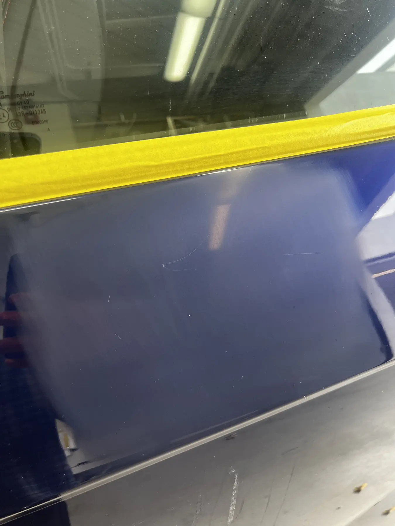 Blue paint with haze before correction