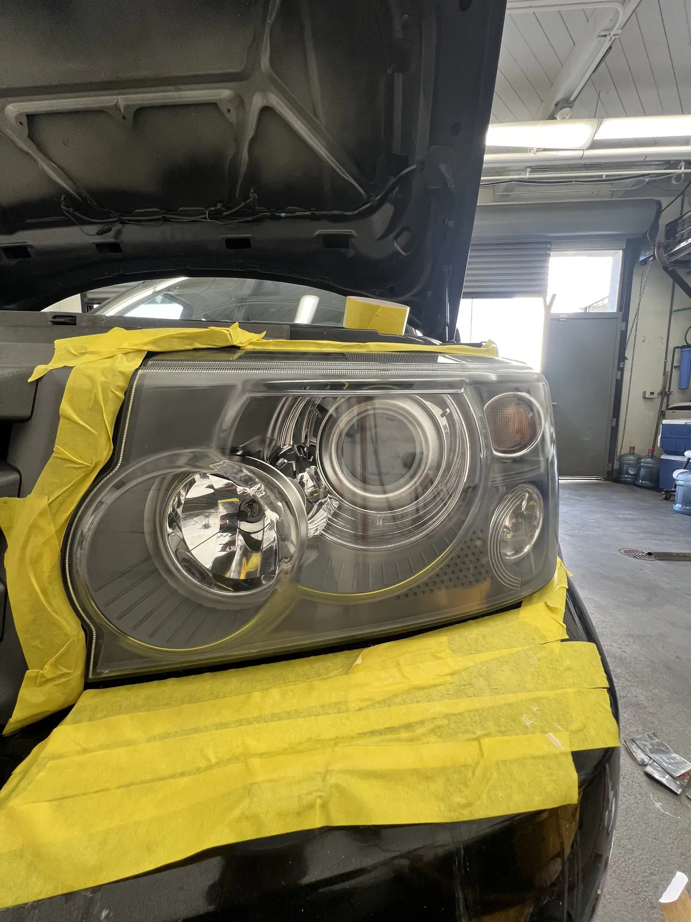 Clear headlight after restoration