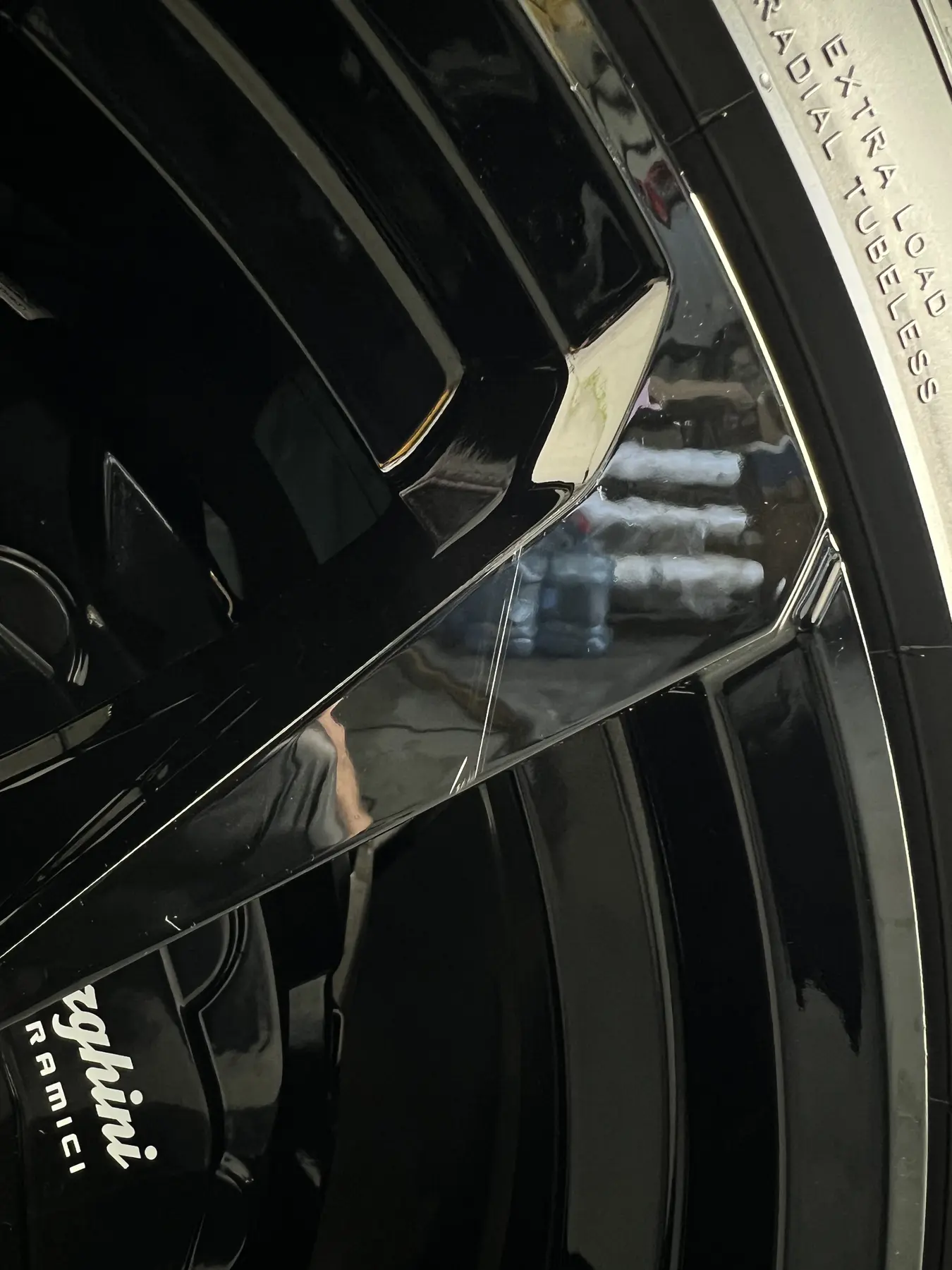 Black wheel before detailing
