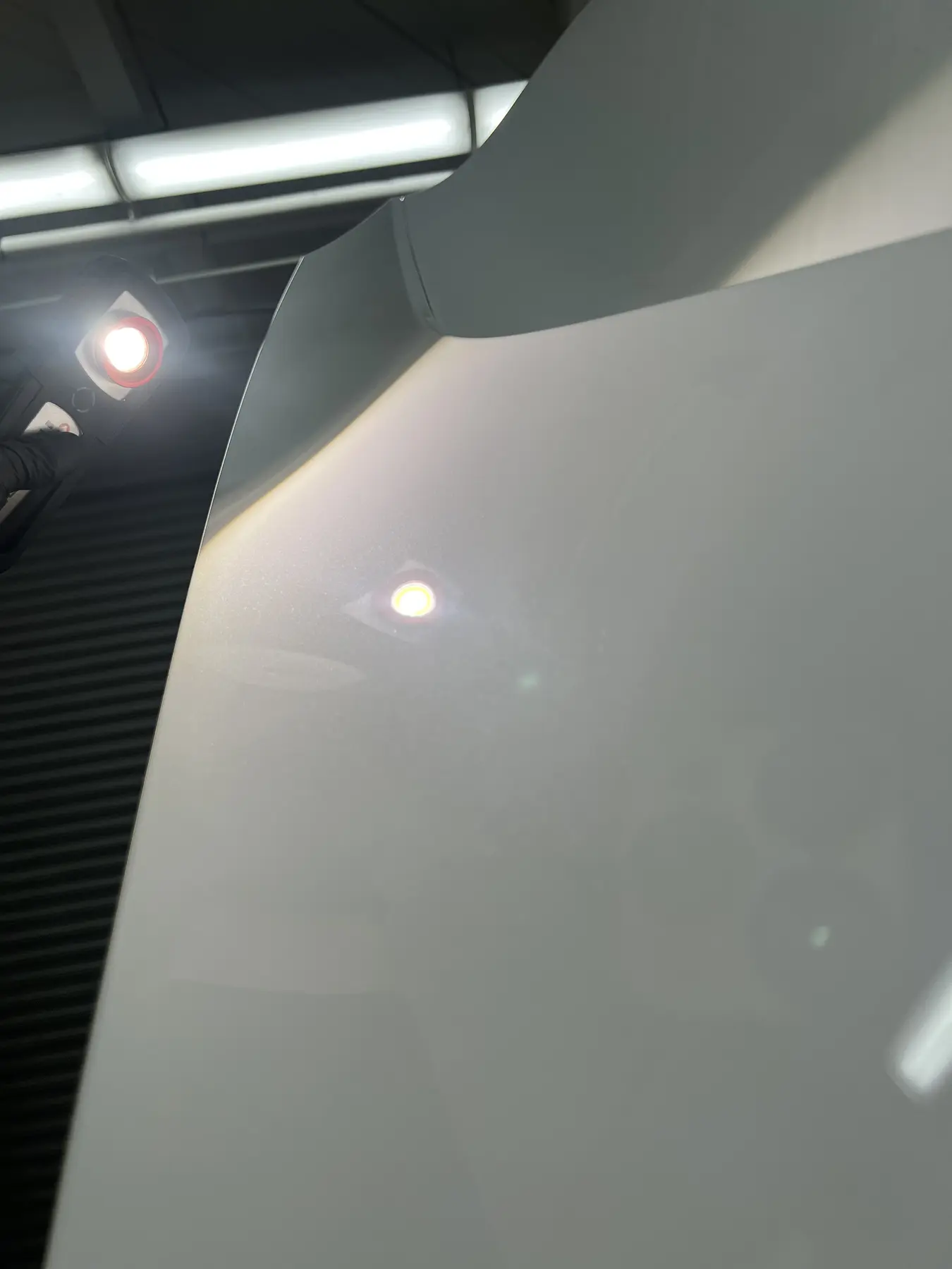 White painted panel after correction