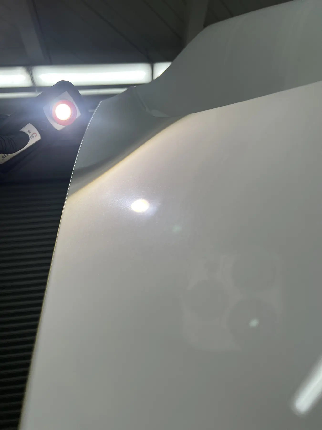 White painted panel before correction
