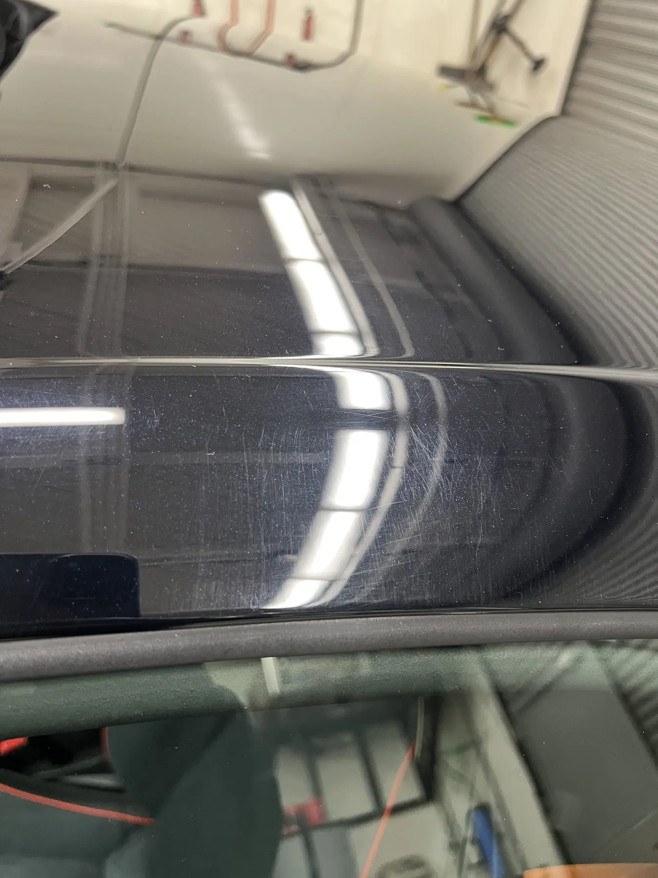 Vehicle roof before clarity restoration